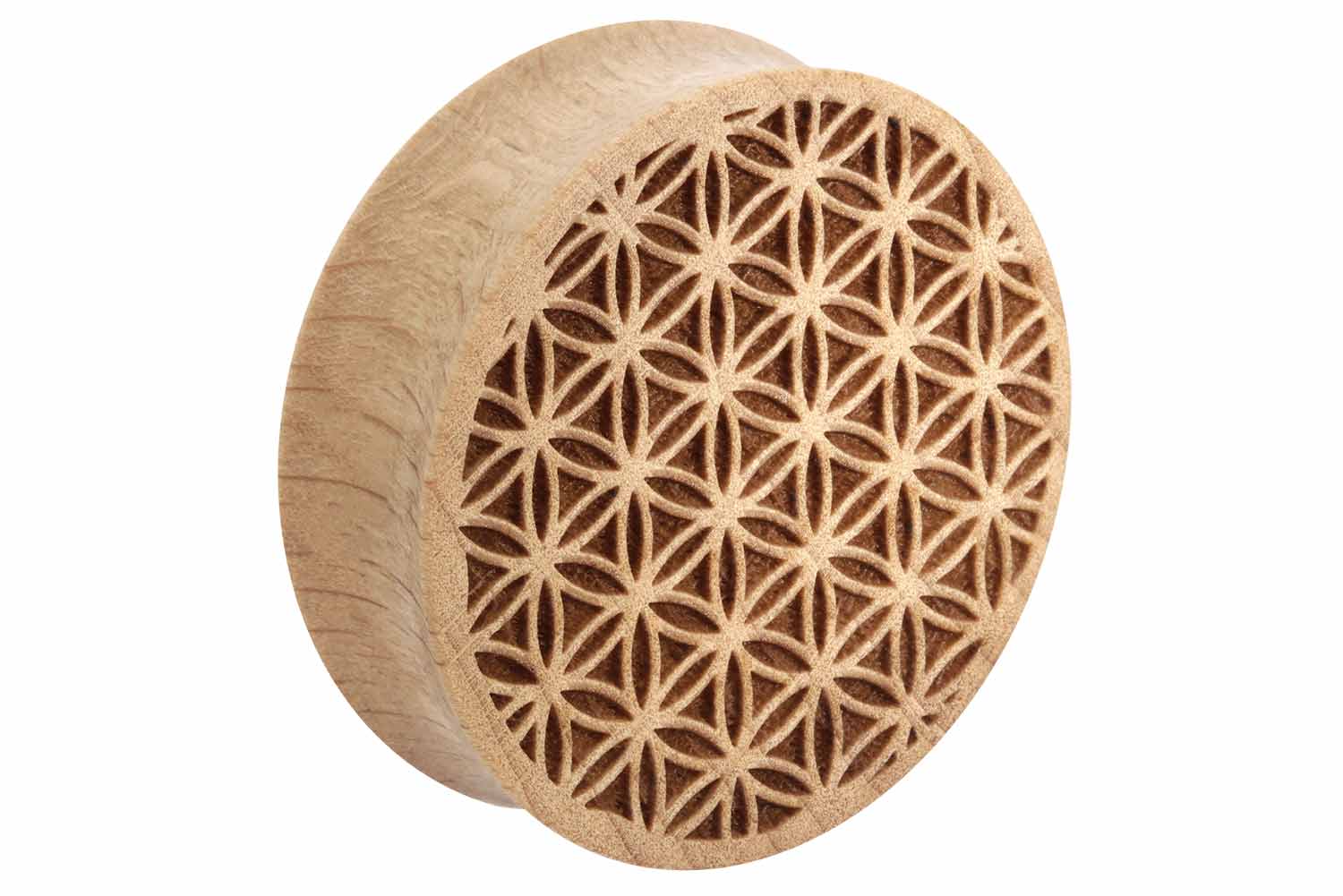 Holz Double Flared Plug BLUME DES LEBENS ++SALE++ von Piercingline